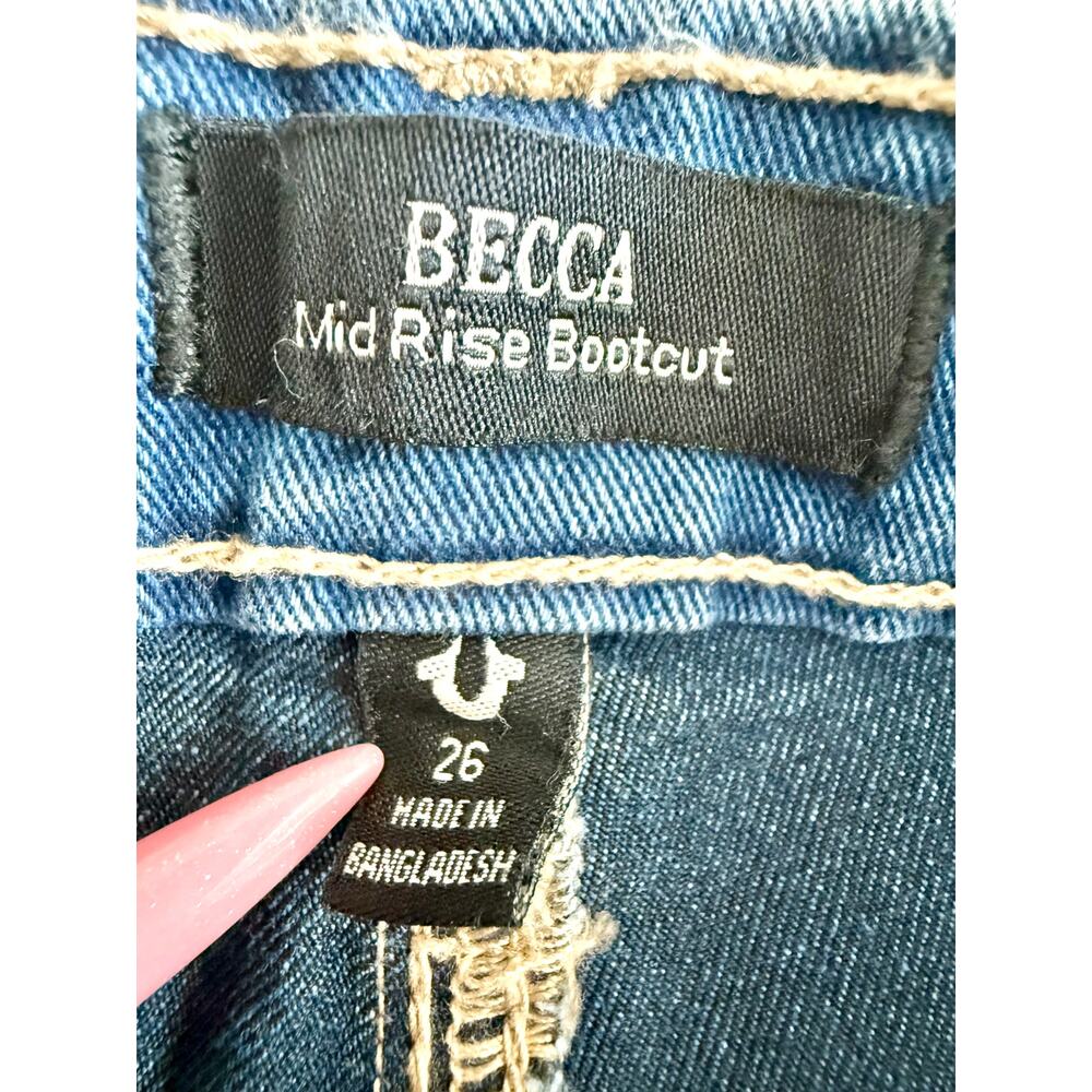 True Religion Two Tone Bootcut Becca Denim Jeans Women Size 26 - Picture 4 of 8